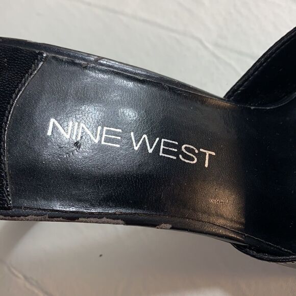 Nine West Black 3 Inch Heel Leather Upper Sexy Slimming Pointed Toe Woman 8 Med - Picture 10 of 11